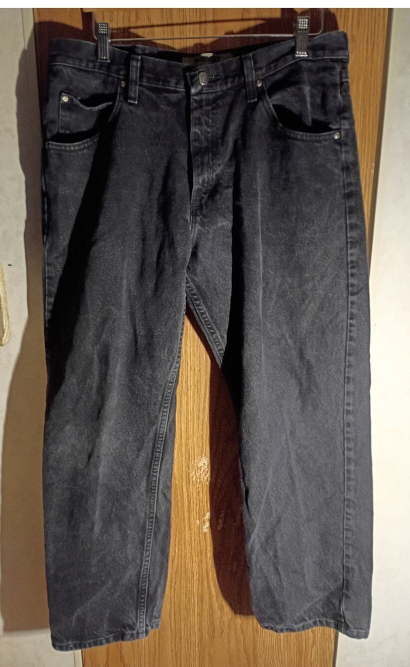 Wrangler Authentics Mens 34x29 Faded Black Cotton Relaxed Straight Leg Jeans
